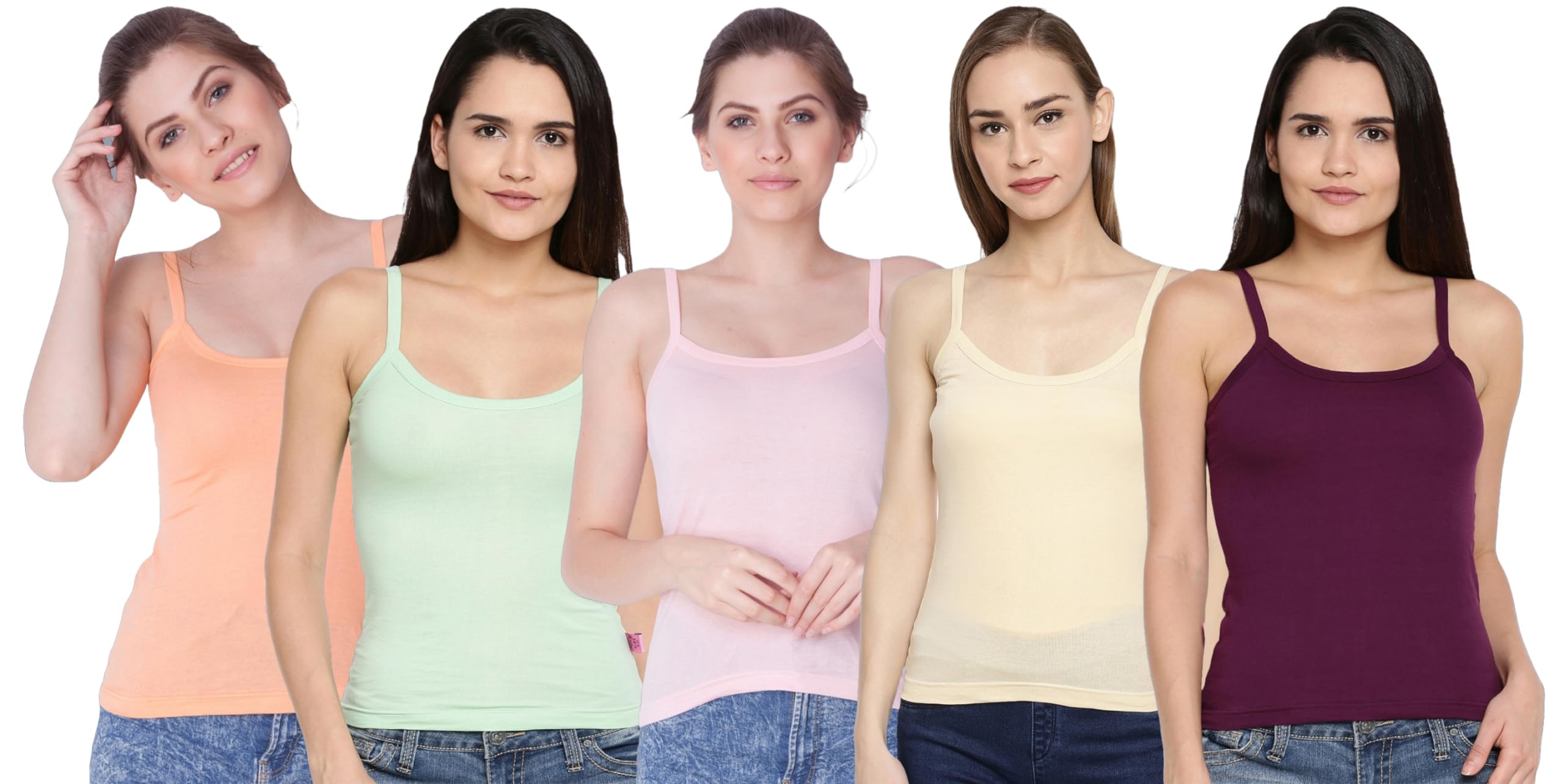 dollar Missy Pack of 5 Women's Combed Cotton Camisole (8905203826537_MMBB-351-R3/24-LG-LO-LP-SK-WN-PO5_S)-picture-10
