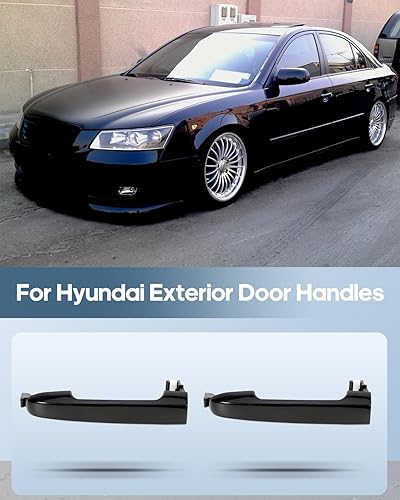 Miniatura 6 de ECCPP Manijas de puerta exterior exterior exterior del lado del pasajero del conductor para 2006-2010 para Hyundai Sonata negro (2 piezas)