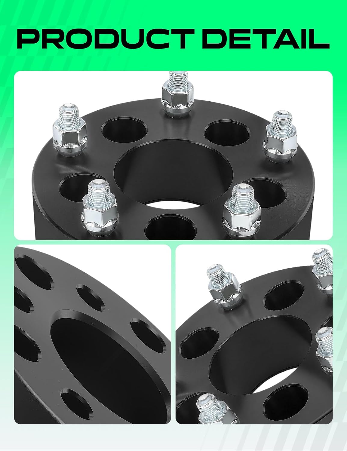YHTAUTO 5x4.5 to 5x5.5 Wheel Adapters 2 Inch Compatible with Ford Explorer, Jeep, Dodge, Lincoln, Tire Adapters w/1/2-20 & 12.9 Grade Studs, 73.1mm Center Bore 5 Lug 2PCS Black