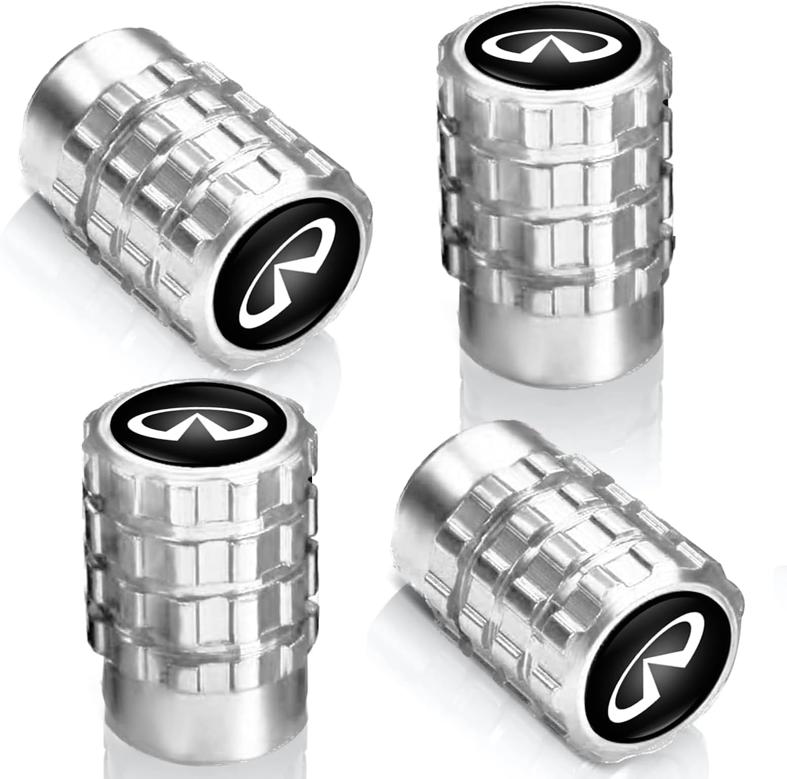 ALSUP 4PCS Car Tire Valve Caps, Infiniti Series Stem Cap Redcar, Aluminum Alloy Stem Cap,Redfor Cars Valve Stem Cover, Metal Car Wheel Tire Valve Stem Caps, YFND_Silver