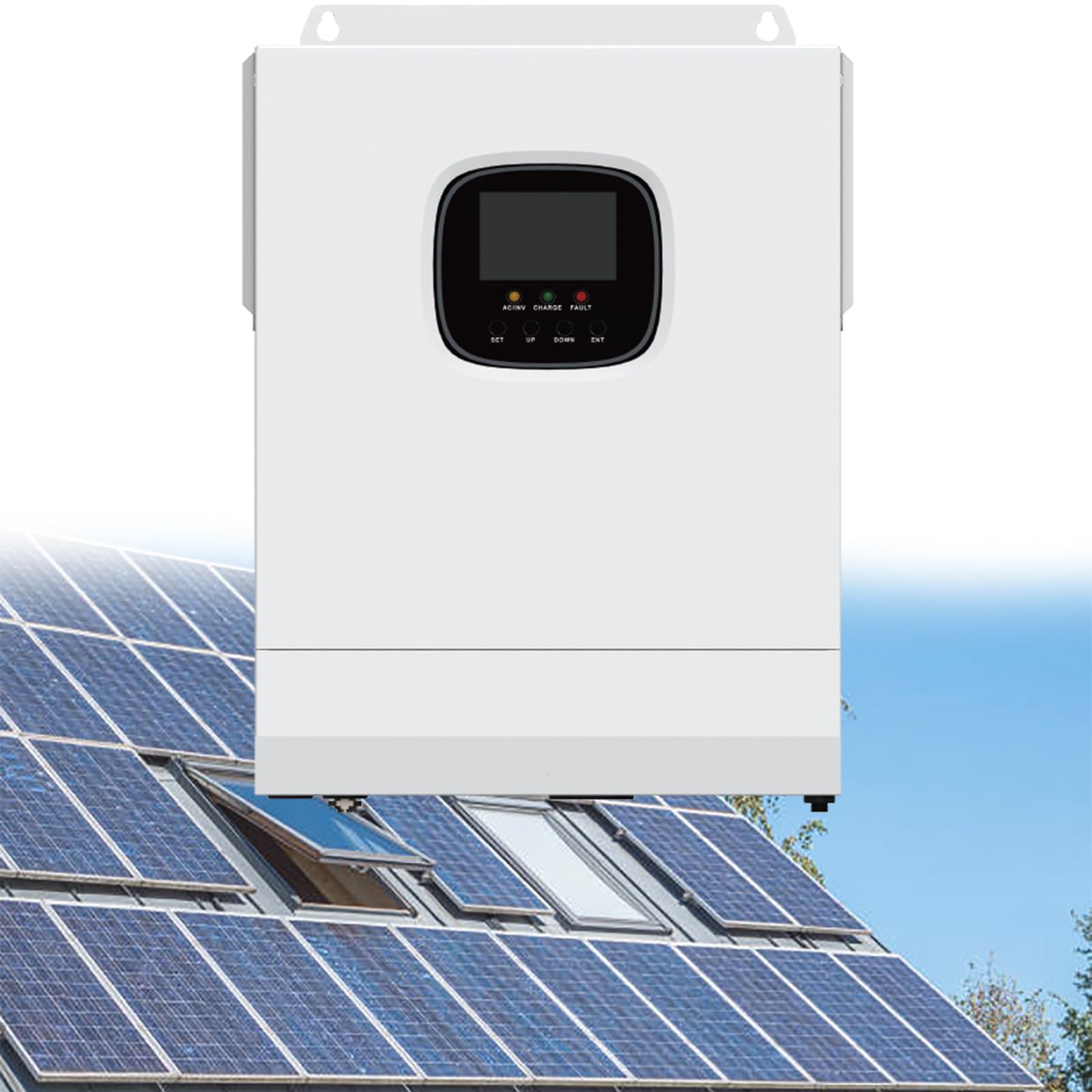 Inverter Ibrido a Onda Sinusoidale Pura MPPT da 3000 W con Caricabatterie Solare MPPT da 60 A, Convertitore Solare da CC 24 V a CA, Max PV 1600 W CC 30-90 V,220V