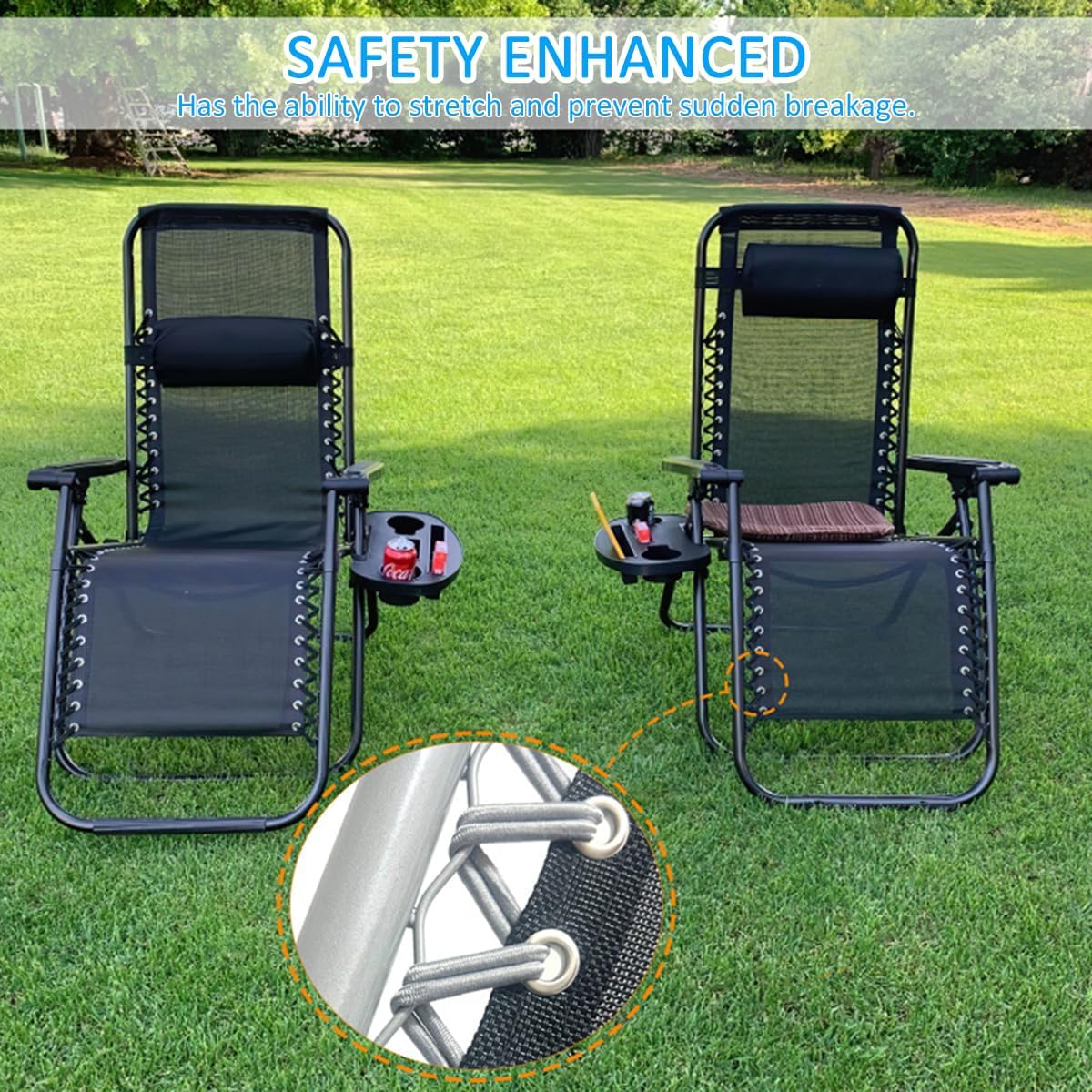 4 Pack Universal Replacement of Cow Tendon Rope for Zero Gravity Chair - Bold Elastic Cords Repair Tool Kit for Repairing Lounge Chair, Recliners, Brown