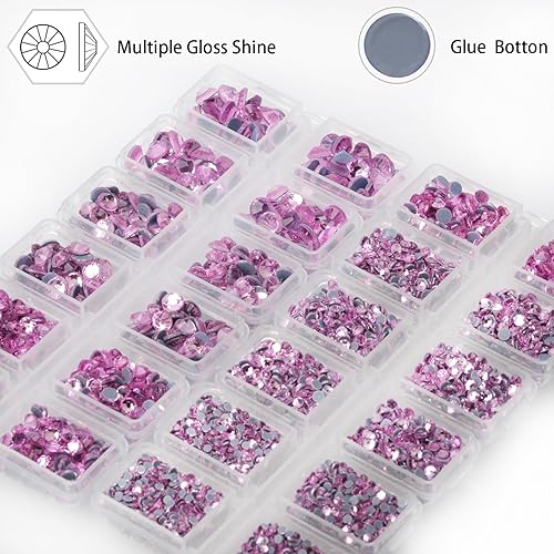 Miniatura 2 de 8000 unidades de piedras preciosas de cristal redondas termoadhesivos con parte trasera plana para hacer bricolaje con 1 pinza y 1 bolígrafo de púa