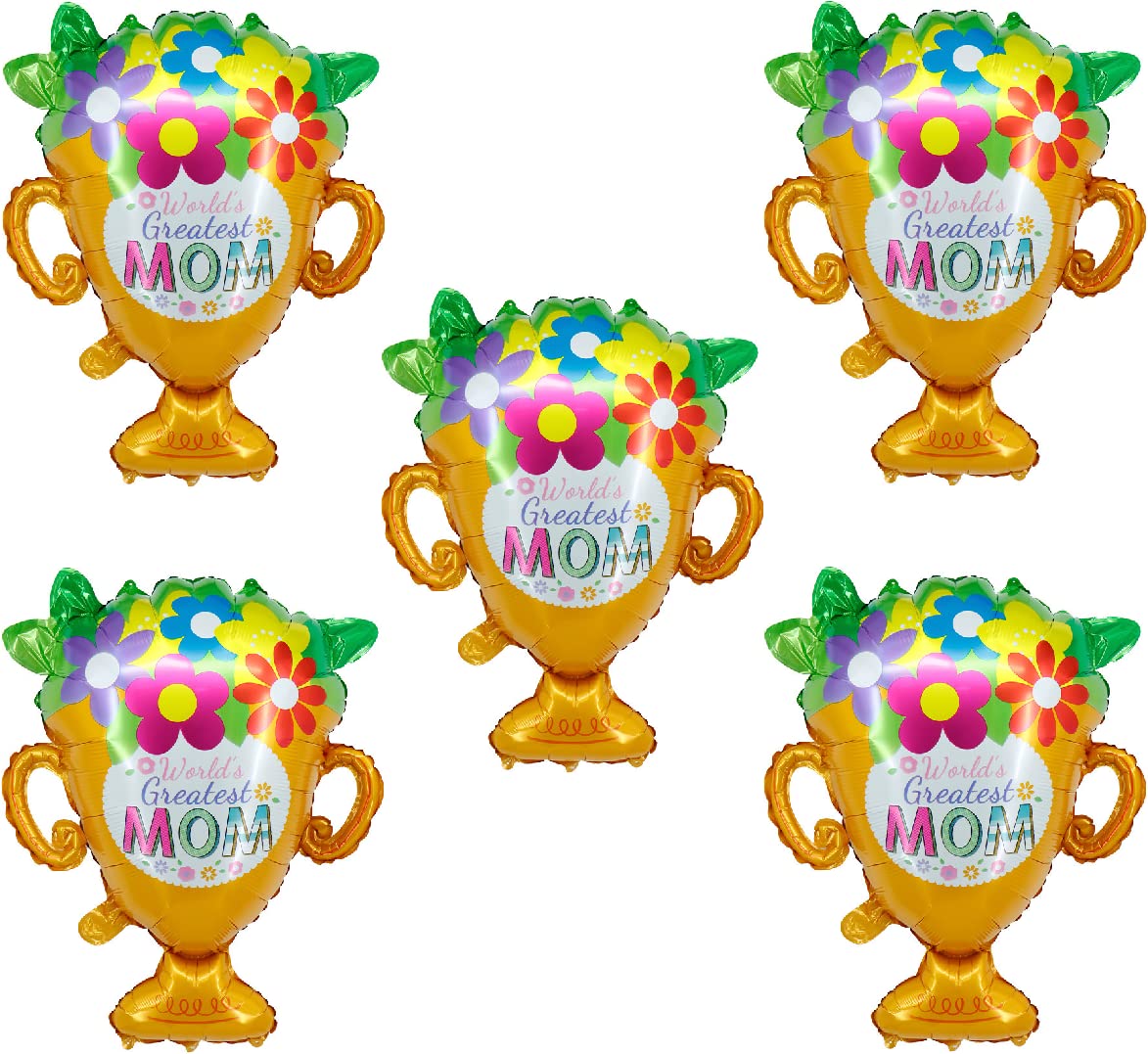 28.3" Big Mother's Day Trophy Balloons - World's Best Greatest Mom Throphies Foil Balloons - Mum Birthday Baby Shower Balloon Party Decoration