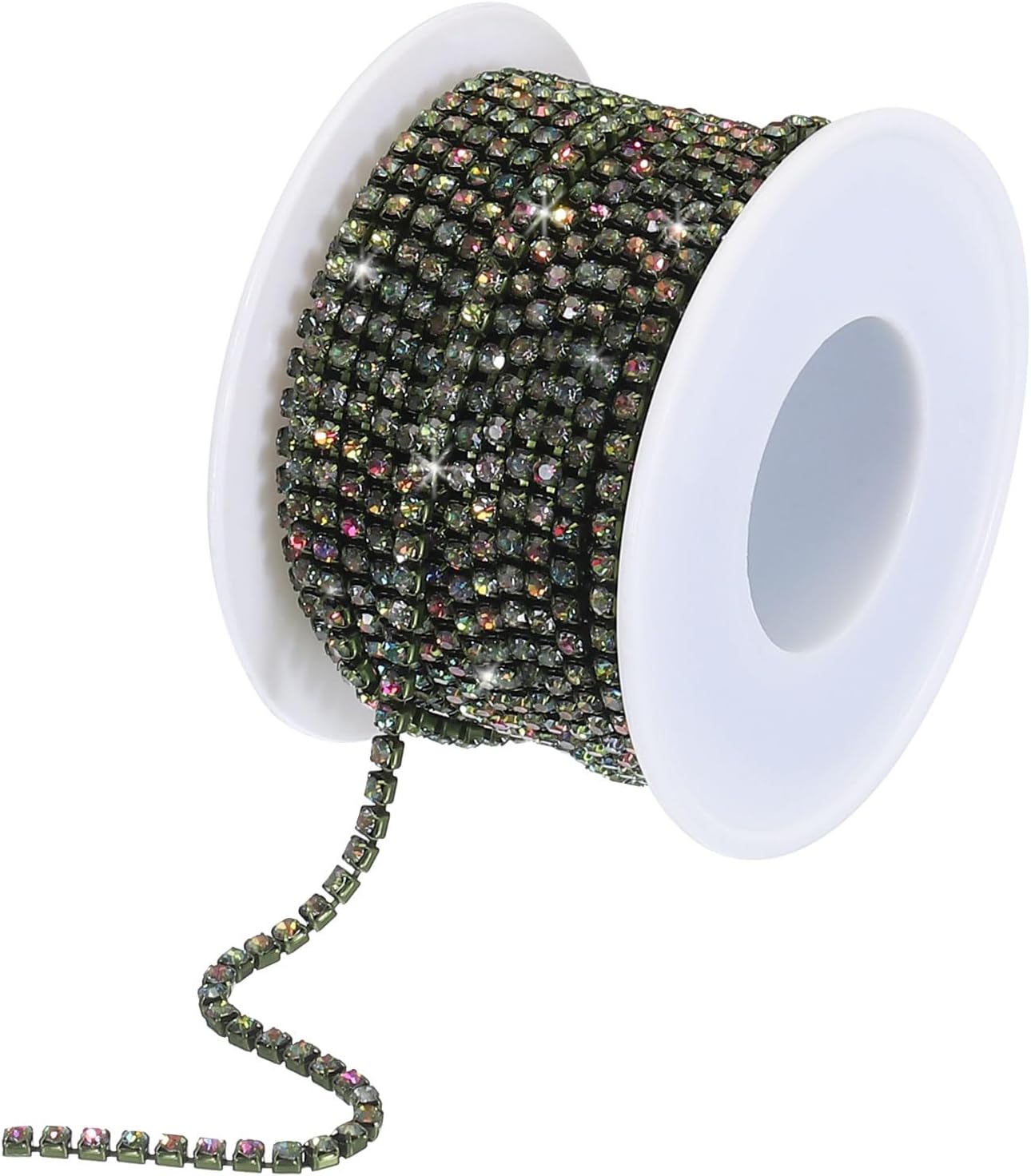 MECCANIXITY 10 Yard 4mm Crystal Rhinestone Diamond Close Chain Trim Trimming Claw Cup Chain for Sewing, Crafts, DIY Jewelry Wedding Decorations Colorful
