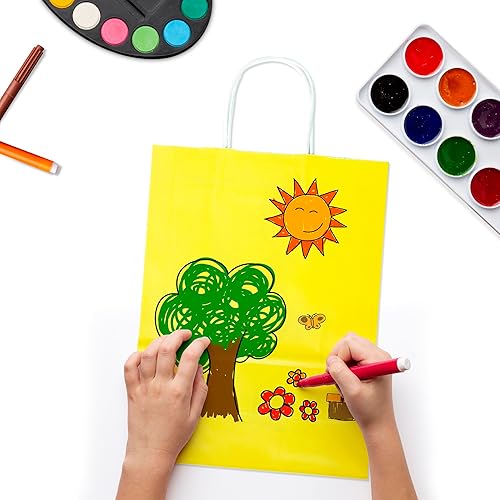 Miniatura 3 de BLEWINDZ 32 bolsas de regalo medianas de 10.6 pulgadas con pañuelos, bolsas de papel para fiesta con asas, bolsa de regalo arcoíris para cumpleaños,