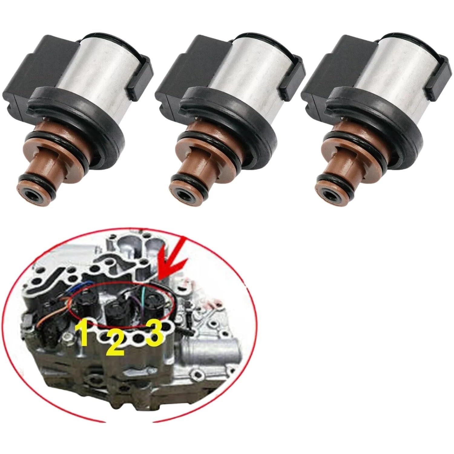 Solenoid blokady Solenoid sprzęgła 3 sztuki elektrozaworu blokady konwertera momentu obrotowego pasującego do elektrozaworu pasującego do Subaru Lineartronic TR580 / TR690