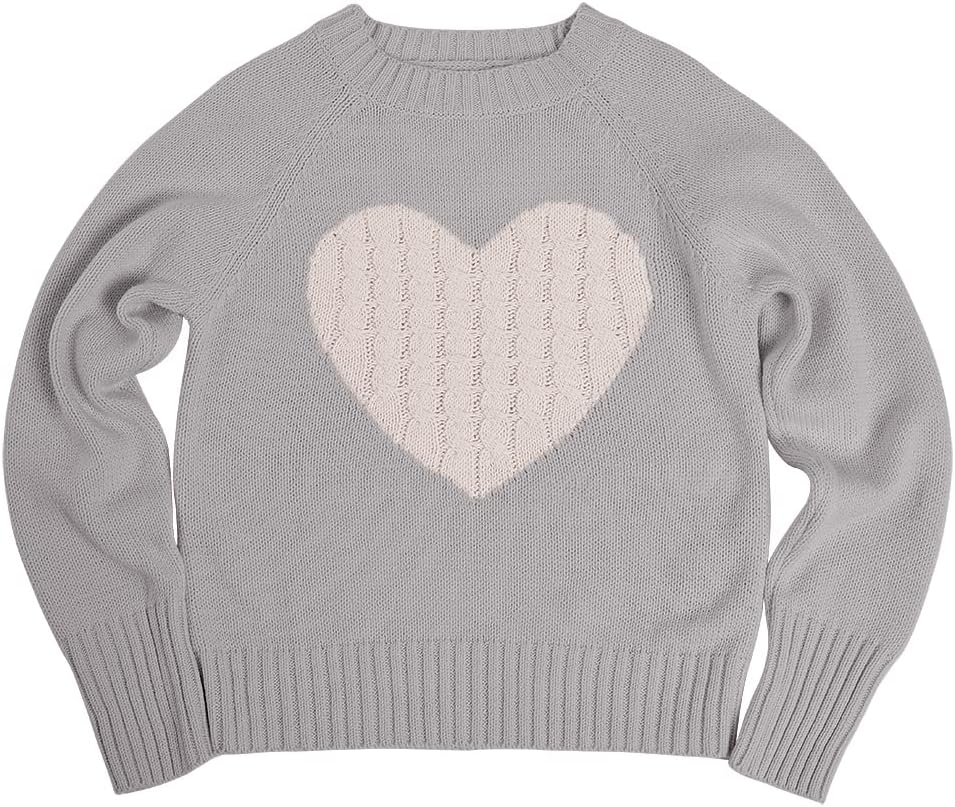 Batermoon Girls' Pullover Sweaters Long Sleeve Cute Heart Pattern Crewneck Knit Jumper Tops - Image 3