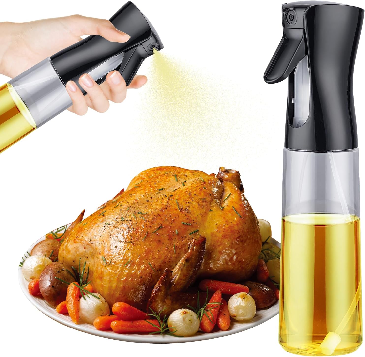 GRIFEMA Glass Oil Bottles & Oil Sprayer 300ml - Spray Bottle & Oil Dispenser for Hot Air Fryer, Grilling, Salads & Meal Prep, BPA Free, Dishwasher Safe, Reusable, GE2002B-300