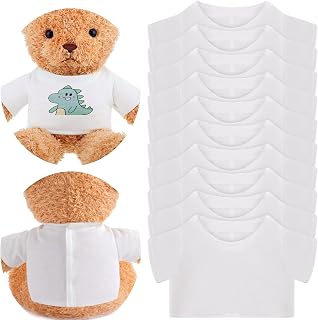 10 Pcs Stuffed Bear Tee Shirt Animal Clothes Basic Sublimation Blank T Shirt Classic Plush T Shirt Easy to Wear Fit 14-18 Inches Dolls (White)