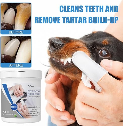 Miniatura 3 de Toallitas dentales para mascotas, limpieza oral para el cuidado de los dientes, almohadillas para perros y gatos, optimizan la salud bucal, reducen