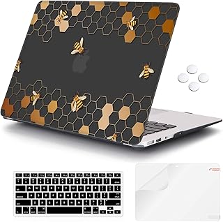 MacBook Air 13 inch Case (Release 2010-2017 Older Version), iCasso Hard Shell Plastic Protective Case & Keyboard Cover Only Compatible MacBook Air 13 Inch Model A1369/A1466 - Honeycomb