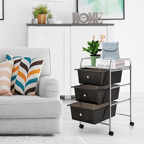 Vista 63 de GOFLAME Carrito de almacenamiento con ruedas de 4 cajones, carrito organizador móvil multiusos, carrito de utilidad para la oficina en casa