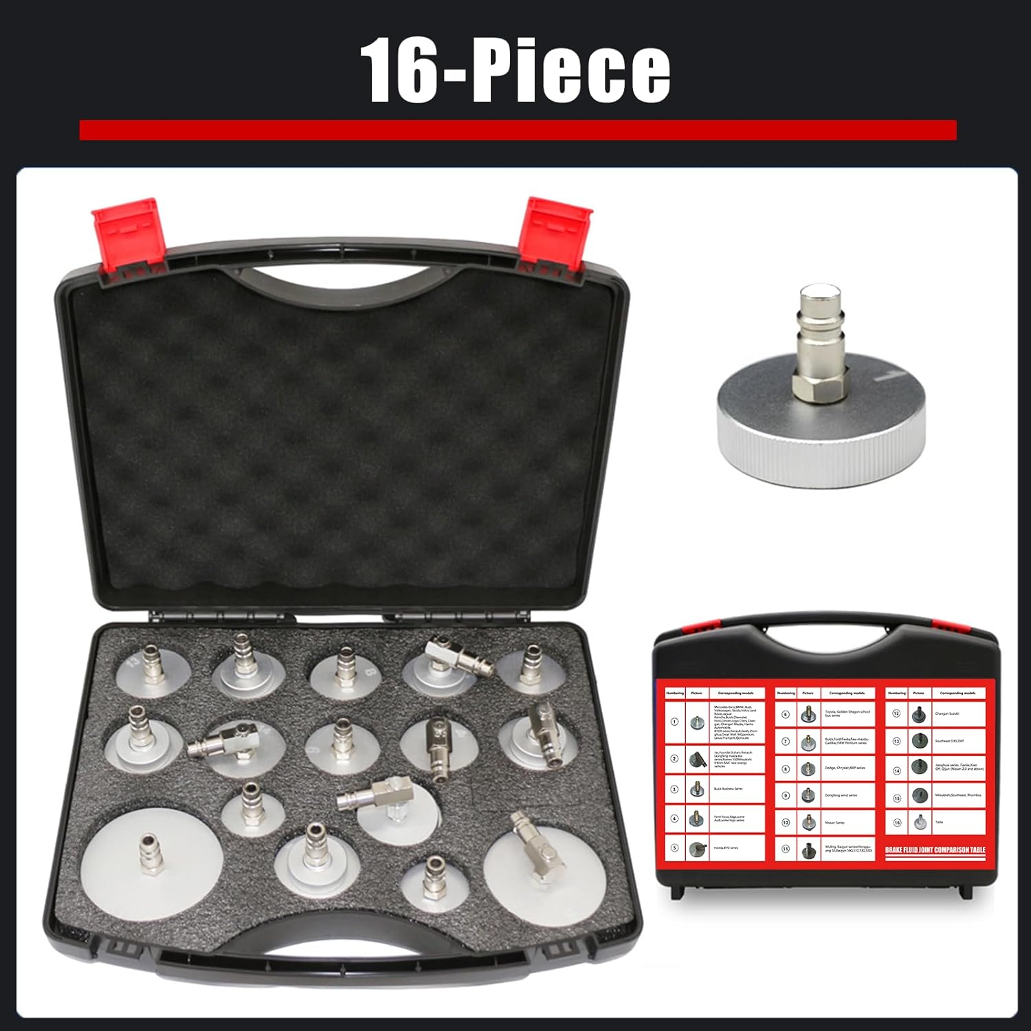 Electric Brake Bleeder 110V Automatic Brake Fluid Bleeder with 16PCS Adapters, Adjustable Pressure and Adapter for One-Man Operation
