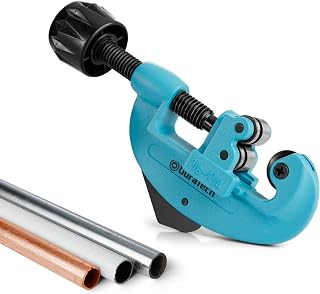 DURATECH Tubing Cutter 1/8"-1-1/4" for Copper, Aluminum, Brass & Plastic Pipes - Quick Cut with Spare Wheel & Reamer