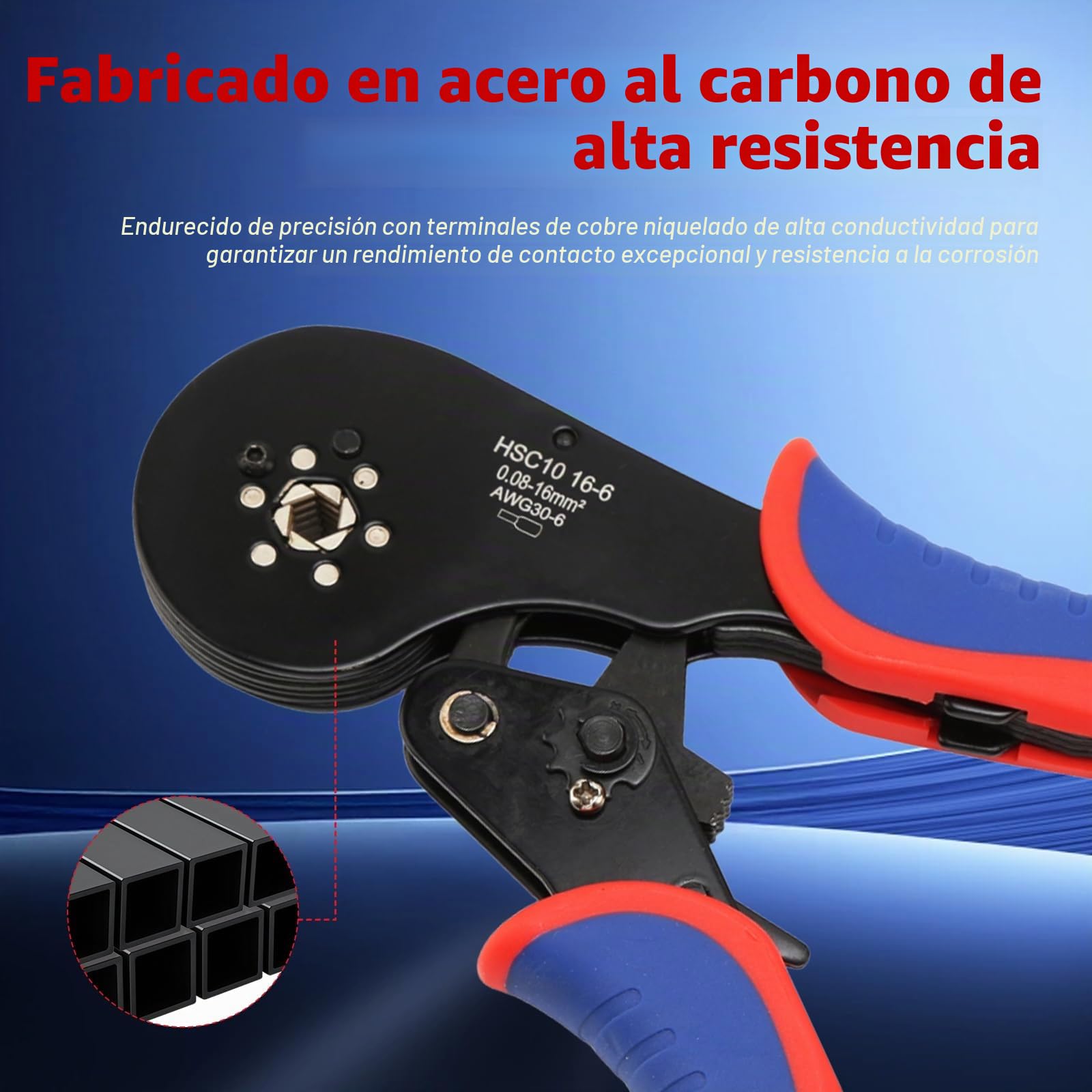 Crimpadores Hexagonales 0.08-16mm²,Crimpadora Terminales Electricos | Con 1200 Terminales De Cable,Set Alicates Terminales Electricos,Empuñadura Ergonómica Para Electricistas