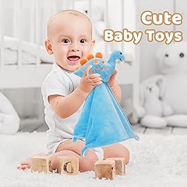 Pro Goleem Dinosaur Security Blanket Soft Loveys for Babies for Boys and Girls Newborn Lovie Infant Blankie Snuggle Toy Stuffed Animal Baby Gifts Blue 14 Inch