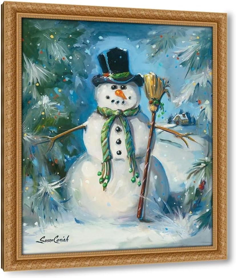 ArtDirect Comish, Susan 20x24 Gallery Wrapped Canvas Museum Art Titled: Sweeping Snowman