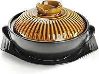 Okllen 54 oz Korean Ceramic Clay Pot Bowl with Lid & Platter - Sizzling Dolsot Bibimbap Hot Pot for Soup, Stew, Rice, Noodles