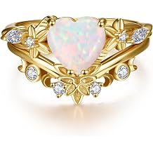 Heart Gemstone Rings 925 Sterling Silver Wedding Rings Moss Agate/Opal/Cubic Zirconia Promise Rings For women Size 5-9