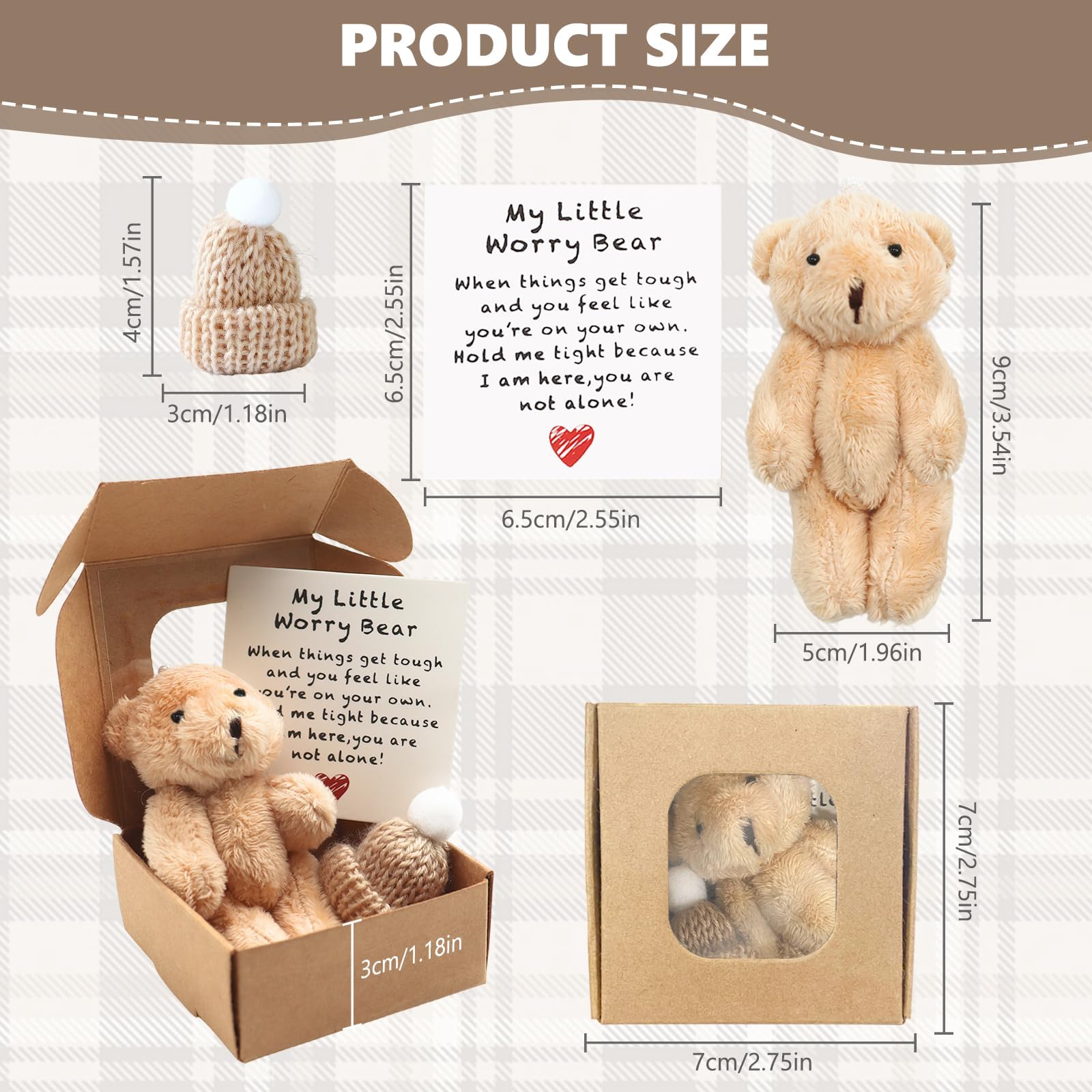 SNBUHA Worry Bear Hug in a Box, a Little Pocket Bear Hug, Mini Worry Bears - Image 2