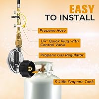 Vista 6 de Regulador rápido de gas propano de 1/4 pulgadas, adaptador de conexión rápida de tanque de propano QCC1 con convertidor de enchufe de conector