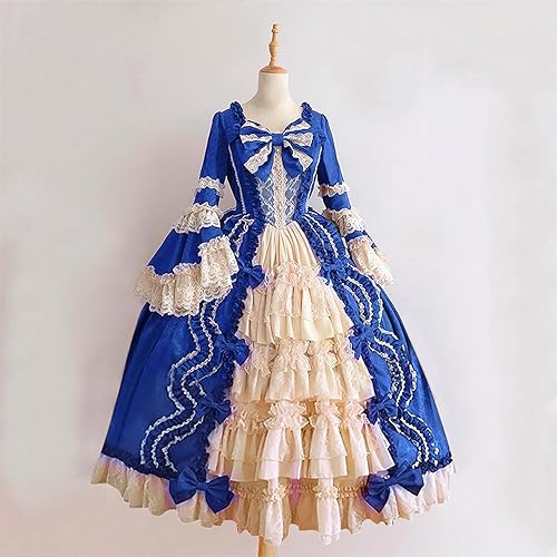Miniatura 58 de SHOPESSA Vestido victoriano para mujer, vestido de lolita francesa, disfraz de princesa, vestido renacentista, manga acampanada, corte de cosplay Un