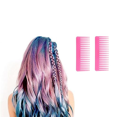 Miniatura 7 de Peine de dientes anchos para cabello rizado, cabello seco y húmedo, sin mango, peine desenredante para peinar con champú (coral claro, 2 piezas)