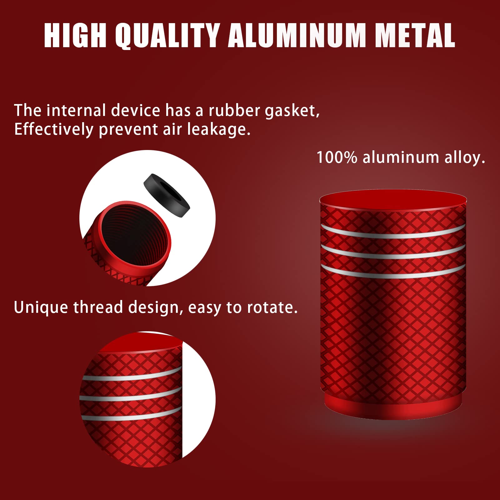 AIEX Lot De 12 Bouchons De Tige De Valve En Aluminium étanches à L'air Pour Voitures, SUV, Camions, Motos, Vélos (rouge