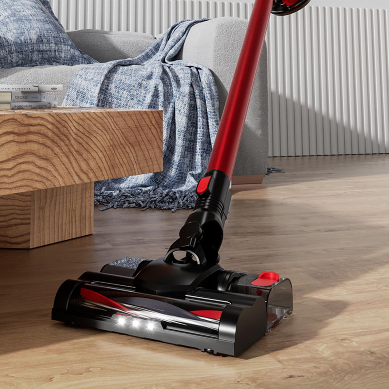 Aspirador de trineo sin bolsa, aspiradora de succión potente para eliminar los ácaros, 120 W, aspirador vertical de succión y limpieza todo en uno, para suelos duros y alfombras compactas y