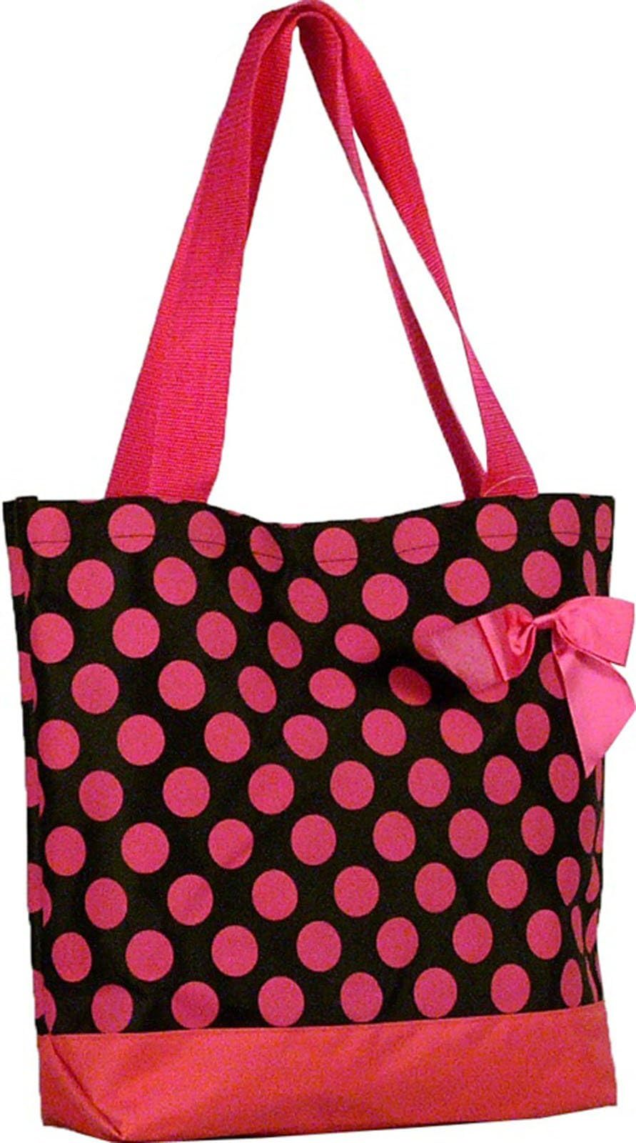 Pink and Black Polka Dot Tote Beach Bag