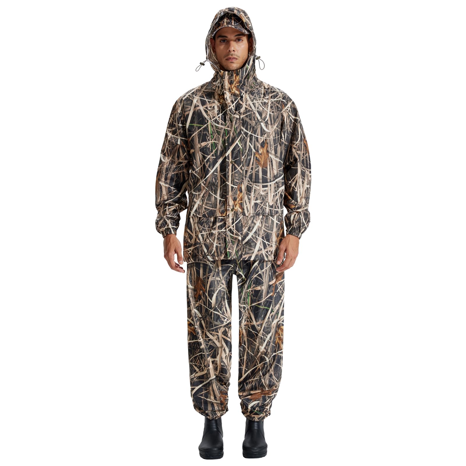 LOOGU Men's Rain Suit - Rain Gear for Men Waterproof, Lightweight Rain Coat, Breathable Mens Rain Jackets Hood and Pants