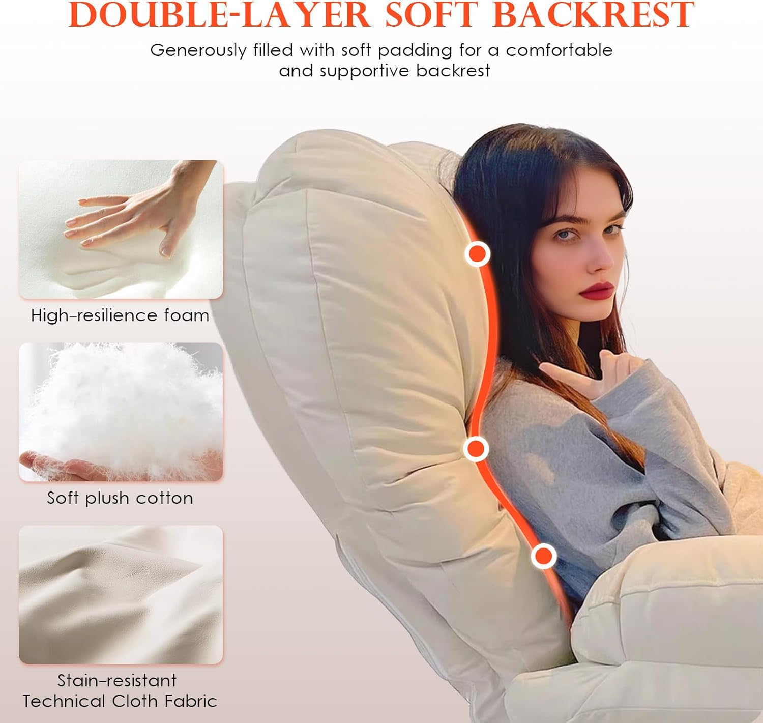 Office Desk Gaming Chair Lazy Sofa Armchair with Footrest for Bedroom White Recliner Chair for Home/Office/Study/Gaming