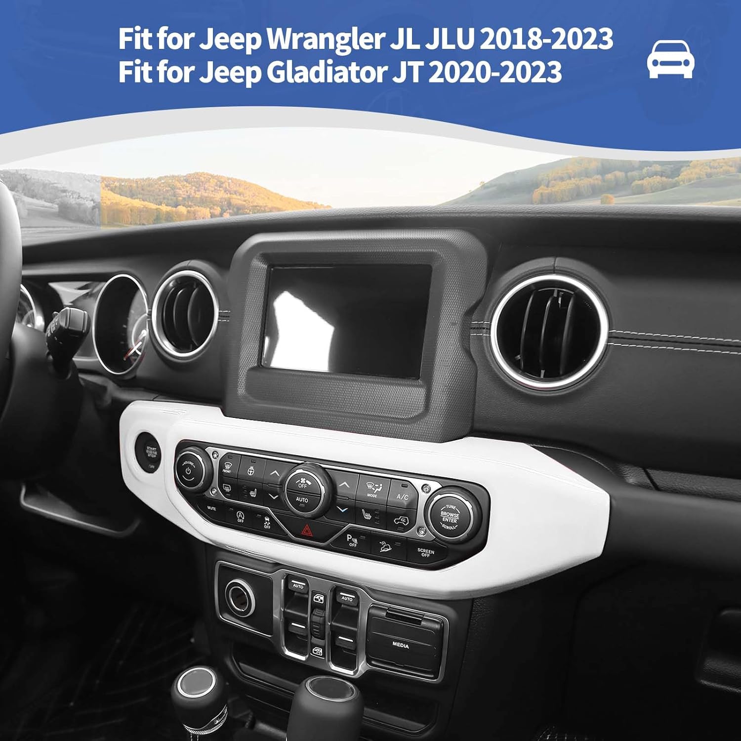 RT-TCZ for Wrangler JL Center Dash Switch Bezel Trim Cover White for Jeep Wrangler JL Gladiator JT 2018-2023 White Interior Accessories 2pcs