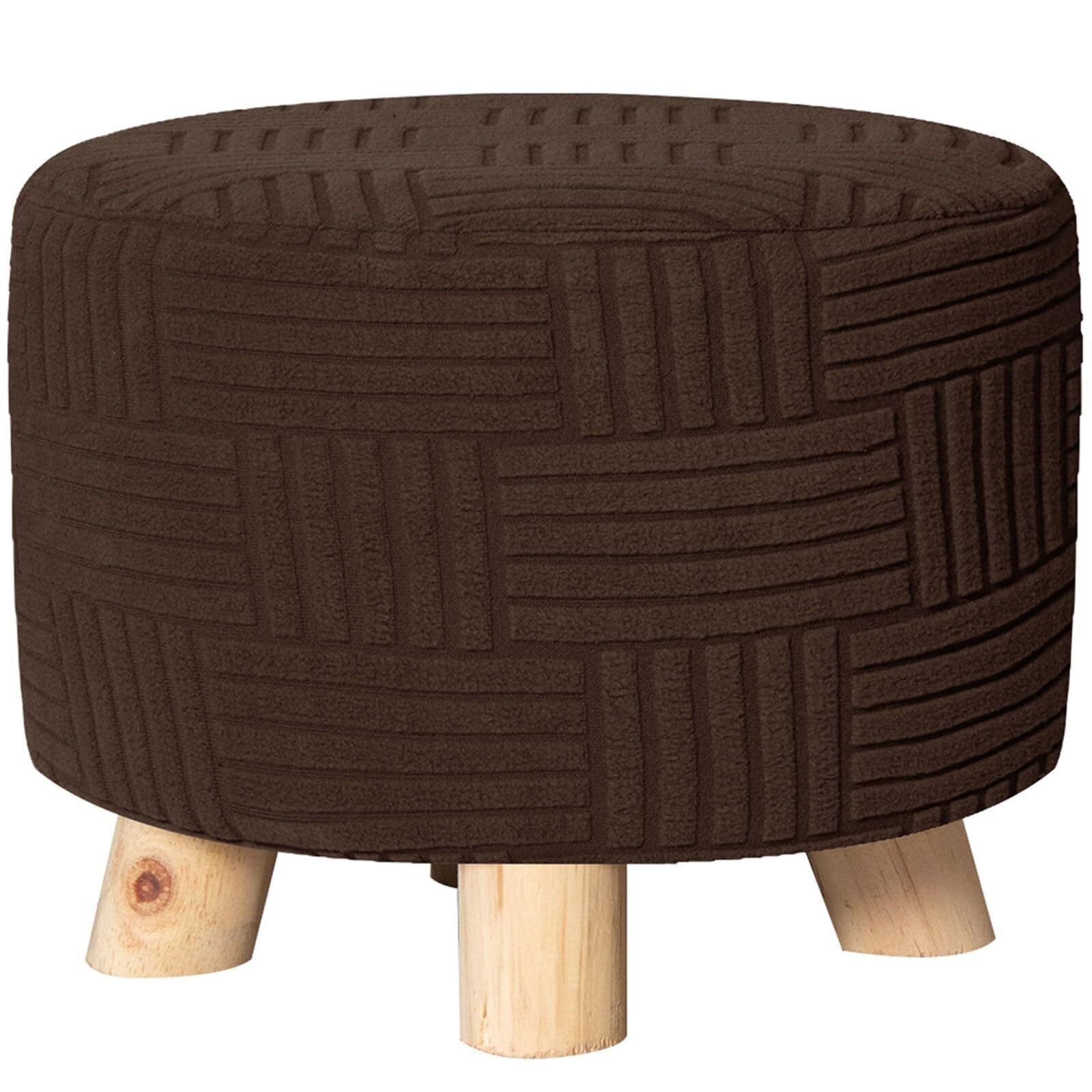 HYGPP Round Ottoman Covers Slipcover Stretch 24 30 36 28 in - Small/Large/Extra Large Stool Covers Slipcovers Footstool Protector Covers with Elastic Bottom(Deep Coffee,29