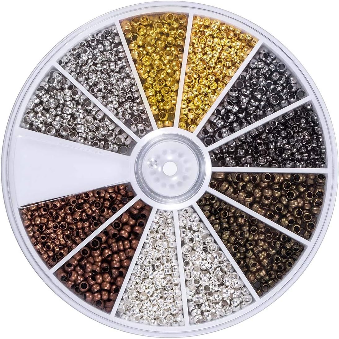 – Tube Crimp Beads, Multicoloured Round Tiny Pearl Beads, 2 mm 2.5 mm Mixed Bracelet Loose Beads Spacer Jewelry Making Ends Caps for Jewelry Making Crafts Decoration, 6 Colors, 2250 Pieces