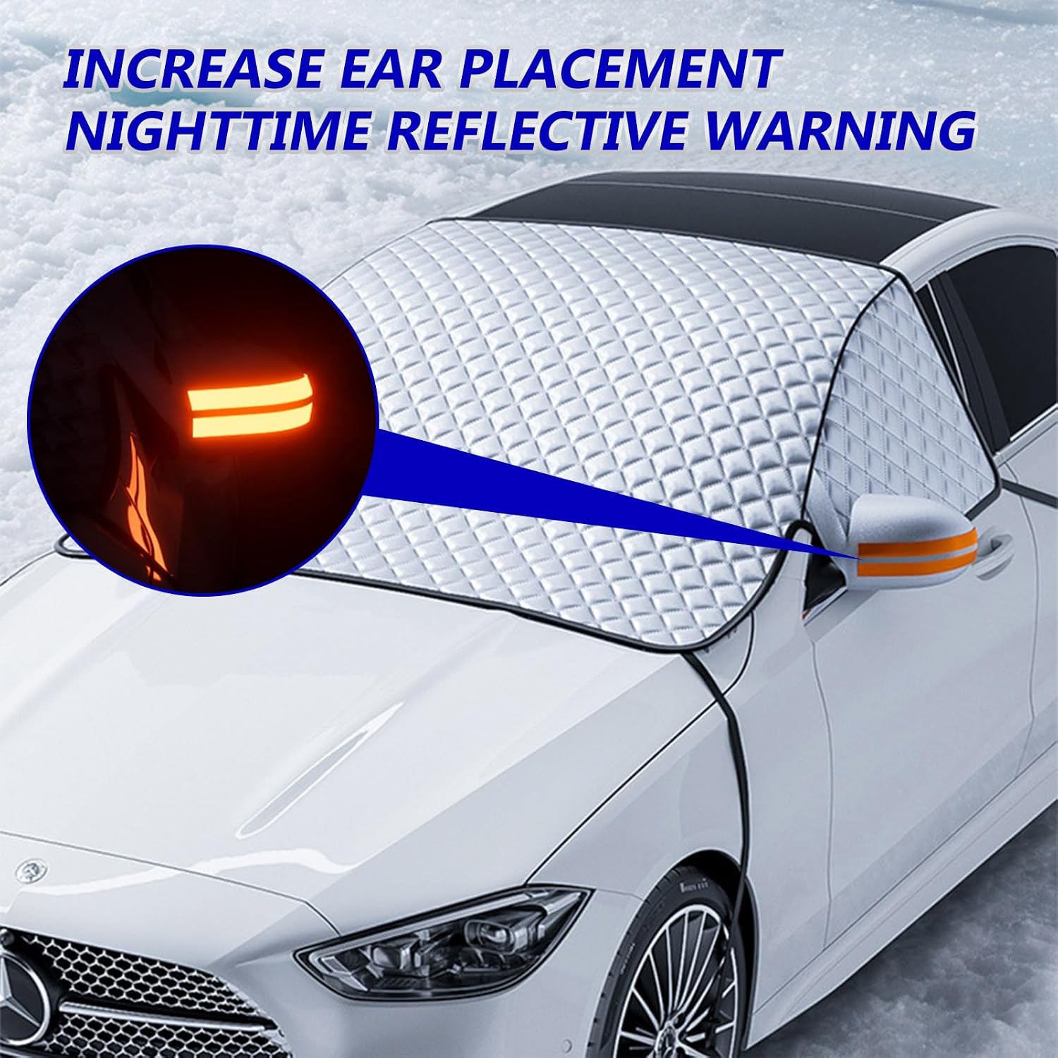Thick Front Windshield Provides Snow Protection, Comprehensive Sun Protection, and Full Coverage to Block Rain and Snow with Windproof Straps, Making It Less Likely to Fall Off (White)