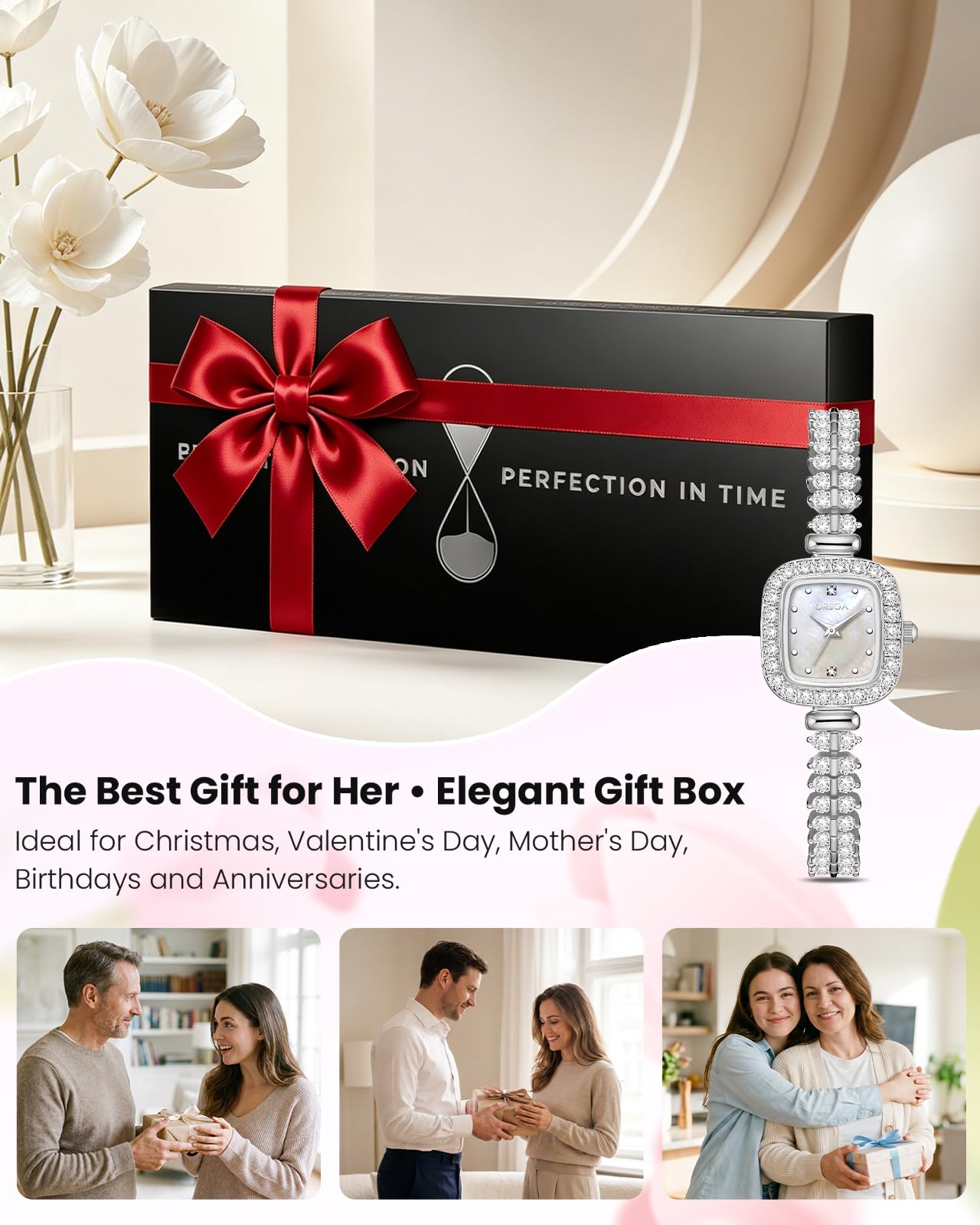 CIVO Reloj Mujer Pequeño Analógico: Impermeable Rectangular Esfera Relojes de Pulsera con Acero Inoxidable Plateado Dorado Correa - Regalo Elegante para Mujeres Regalo Aniversario Cumpleaños