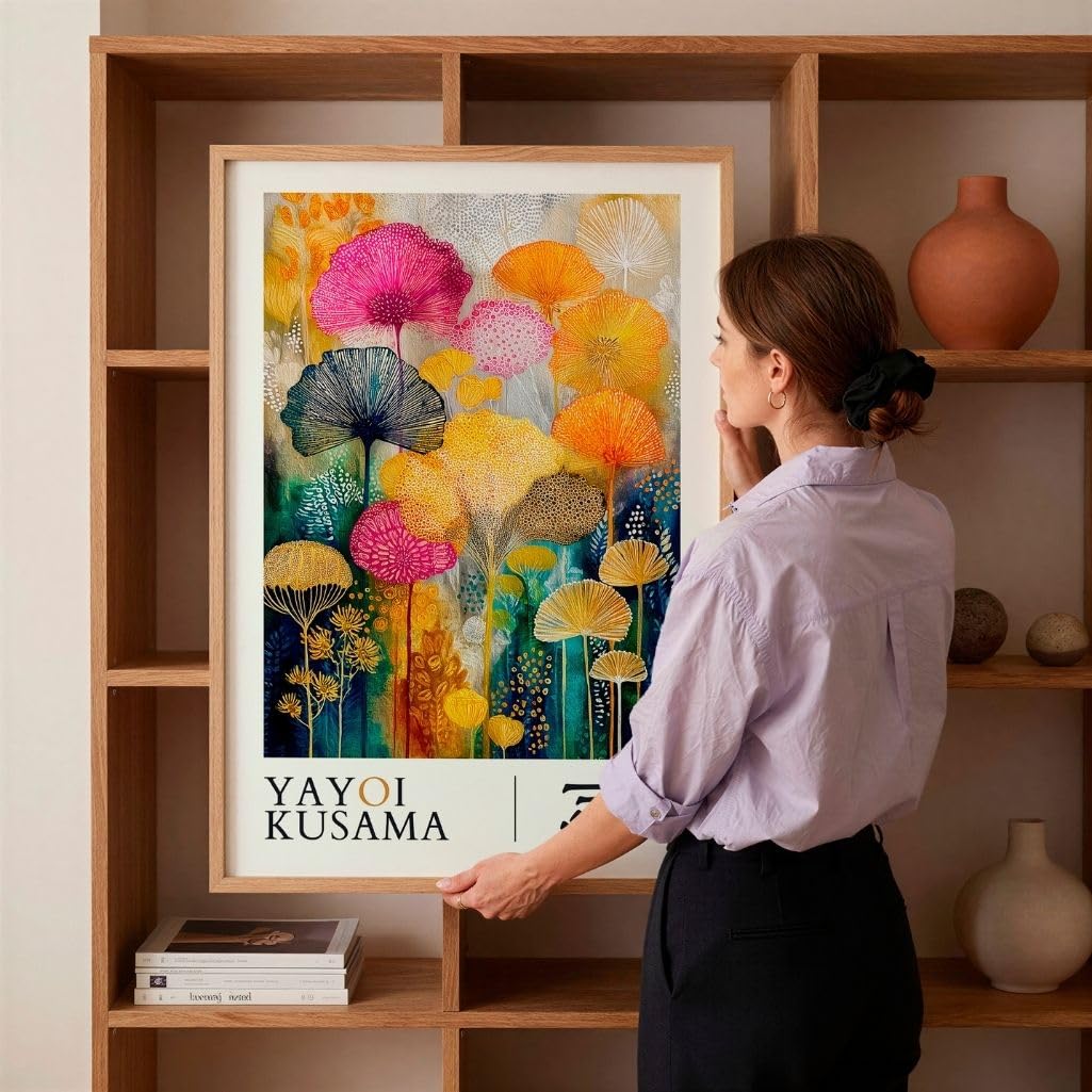 ARTINSPIRIO Yayoi Kusama Inspiriertes Botanisches Poster, Bunt, Ohne Rahmen, Kunstdruck (50x70 cm)