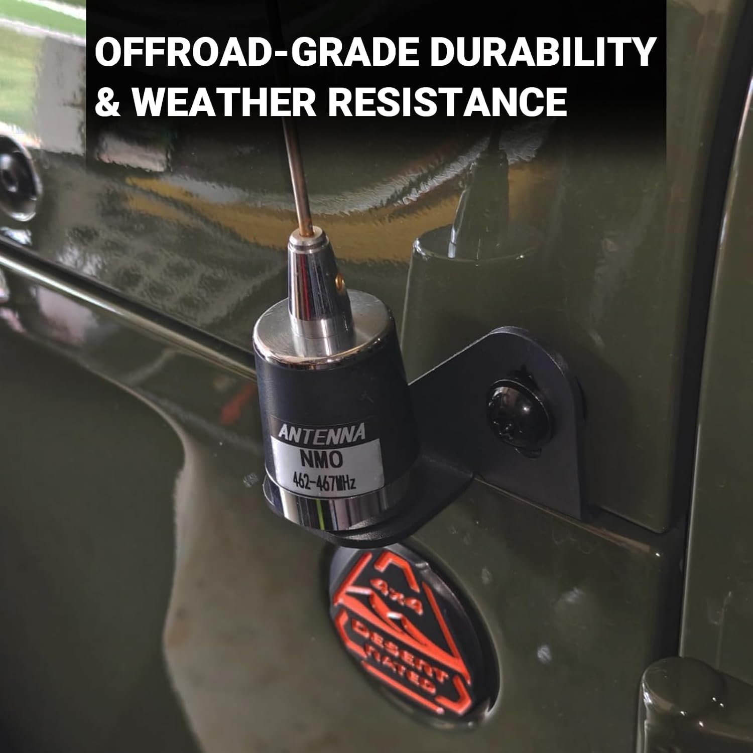 Driver Side CB Antenna Mount Compatible with Jeep Wrangler JL JLU & Gladiator JT 2018-2024, Front Hood Side Radio Antenna Mount Bracket for CB/HAM/GMRS Antennas, Heavy Duty Metal Holder