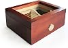 Shark Anatolia Mezmob Solid Native Cedar Tree Humidor Cigar Box Glass 2 Division Analog