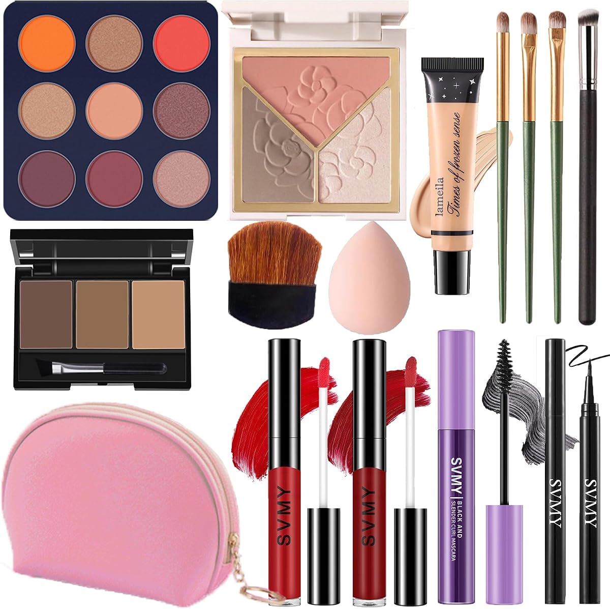 Set de maquillaje para mujeres, kit de maquillaje para principiantes y profesionales, set de maquillaje para adolescentes y adultos, regalo de maquillaje, paleta de sombras de ojos, maquillaje para rostro y ojos