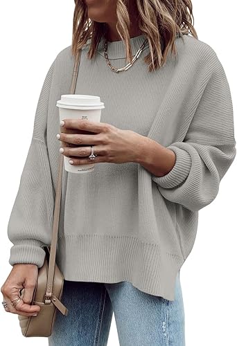 Imily Bela - Suéteres otoñales tipo túnica para mujeres, con tejido acanalado, abiertos al lado, holgados y de mangas largas