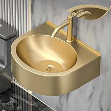 stainless steel corner sink, small vanity vanity vanity, wall mounted utility sink vanity cabinet sink, small ceramic vessel utility sink, corner sink wall hanging Gold