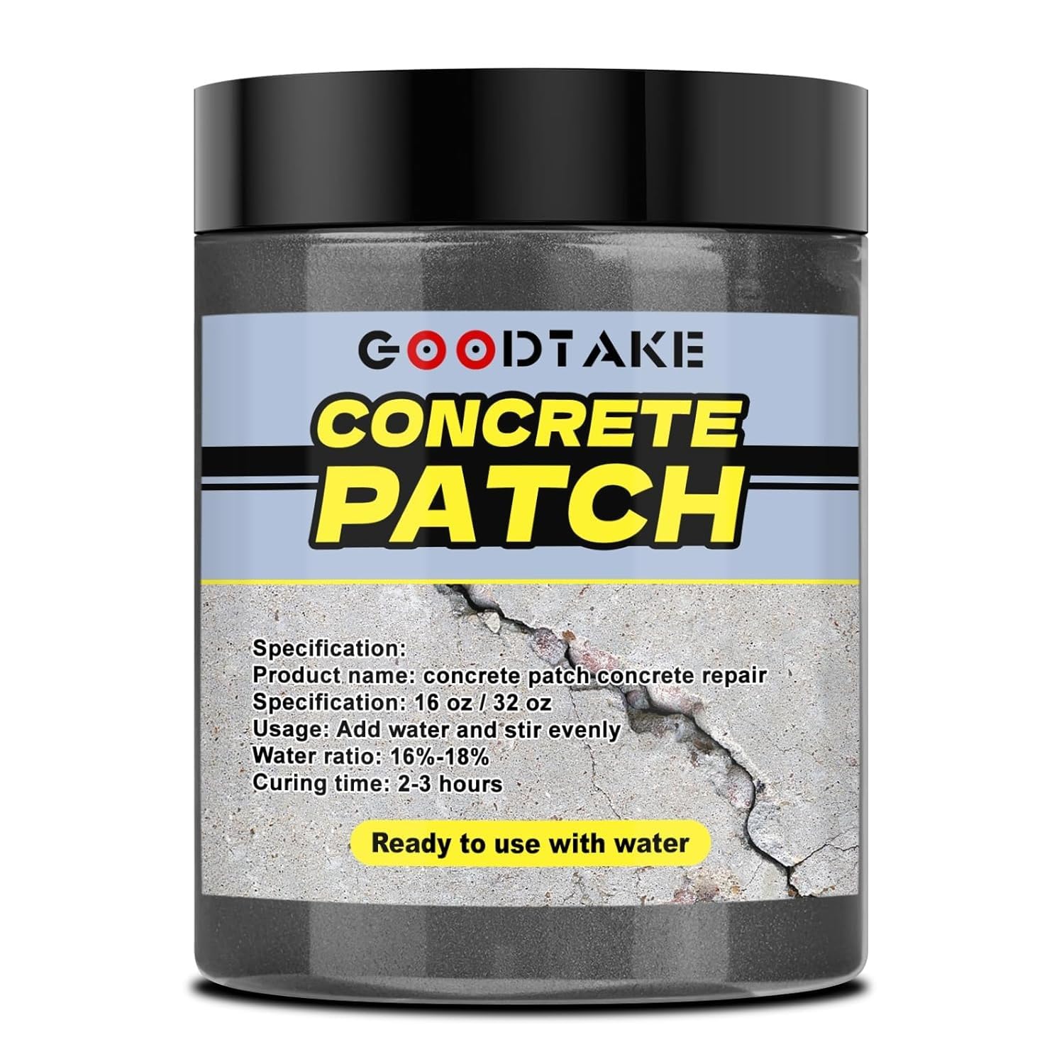 GOODTAKE Concrete Repair, Concrete Patch for Repairing Spalls and Cracks in Concrete's and Masonry, Cement Crack Filler & Floor Repair Cement - Interior/Exterior (Grey, 5 Pounds)