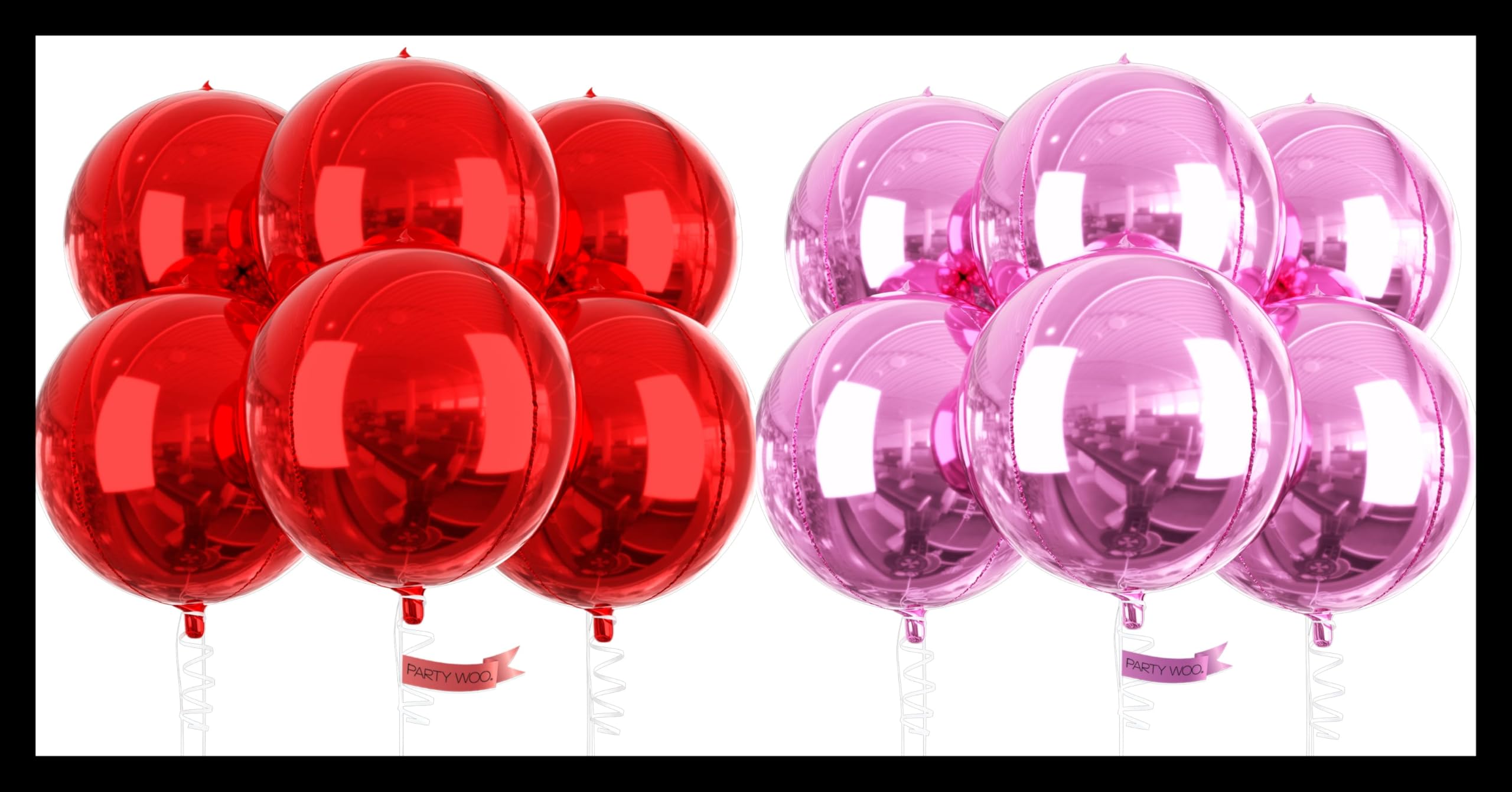 PartyWoo Red Balloons 6 pcs and PartyWoo Pink Balloons 6 pcs