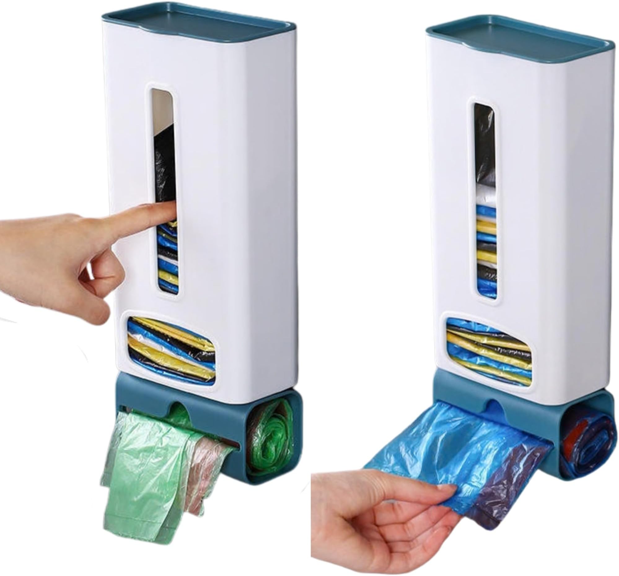 Garbage Bag Storage Box with Roll Dispenser No Drill Wall Mounted Plastic Trash Bag Organizer for Kitchen Bathroom Office Home Use 1 Pc Pack Wall Fixing Free Easy Install Storage Organizer Pack