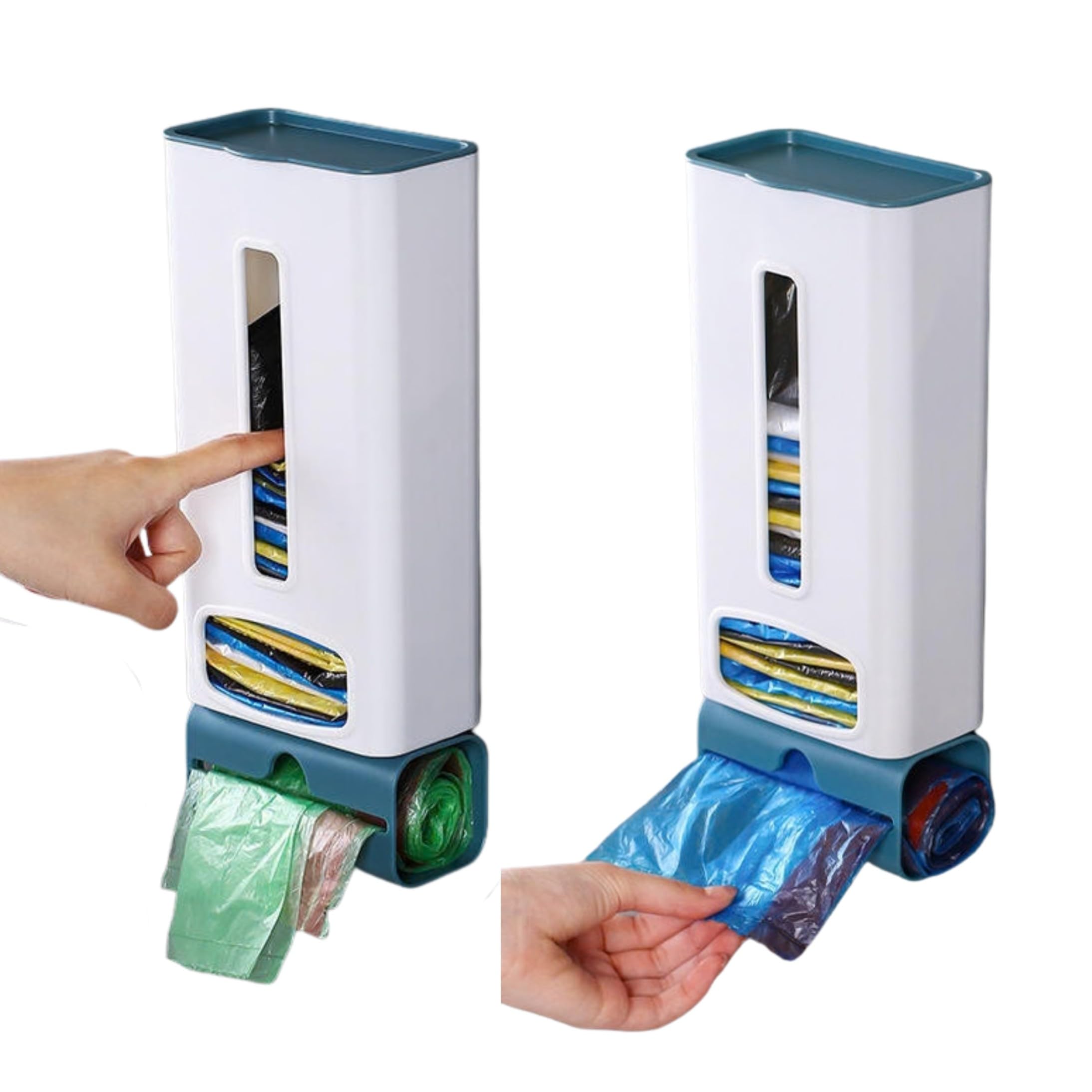 Garbage Bag Storage Box with Roll Dispenser No Drill Wall Mounted Plastic Trash Bag Organizer for Kitchen Bathroom Office Home Use 1 Pc Pack Wall Fixing Free Easy Install Storage Organizer Pack-image-11