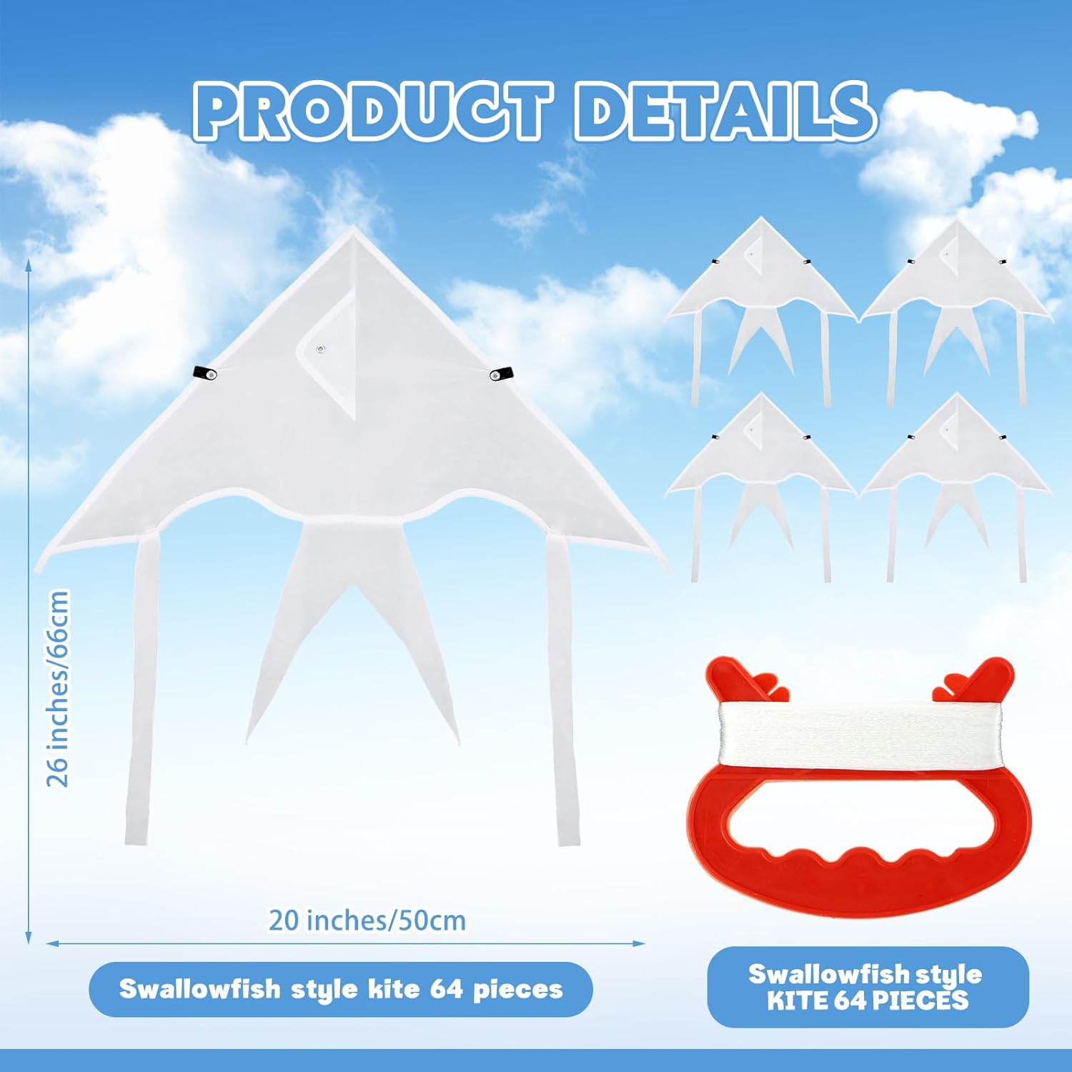 Syhood 64 Pcs DIY Kites for Toddler Kids Making Kit 20 Inch Summer Decorating Coloring Kites with String Making Craft Kits for Outdoor Game and Activities