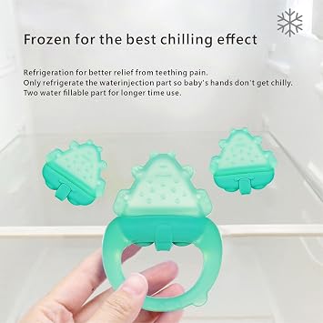 Freezable Baby Teether Toys,Water Fillable Baby Teething Relief,Chill Teether for Babies 0-3-6-12-24 Months, Cools & Massages Sore Gums,No Chill Handle,BPA-Free Soft Silicone Infant Chew Toys (Cyan)